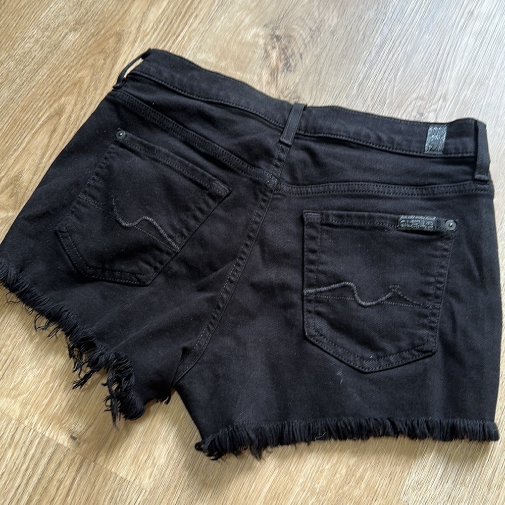 7 for All Mankind Black Denim Shorts - Picture 2 of 3